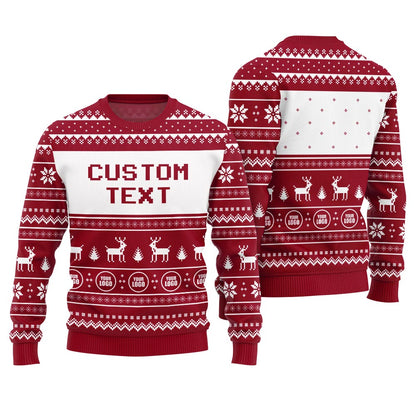 Custom Text and Logo Christmas Ugly Sweater