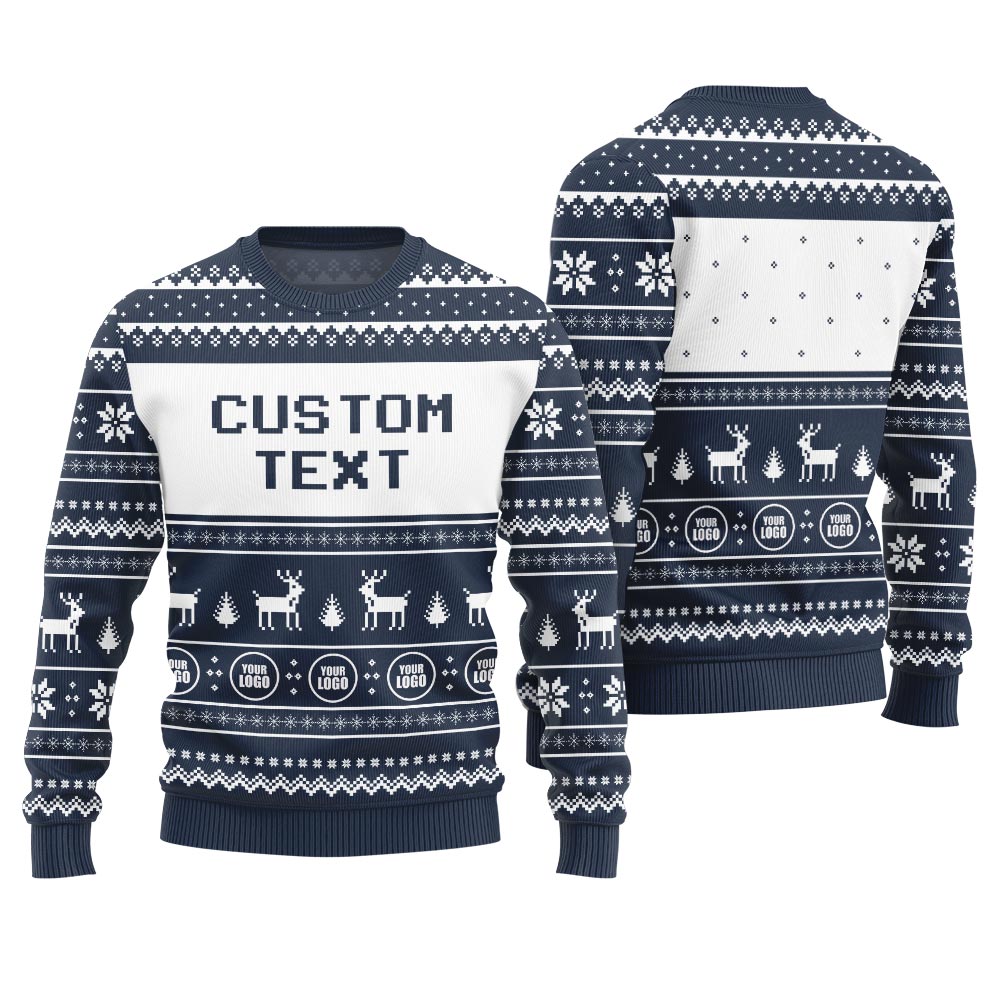 Custom Text and Logo Christmas Ugly Sweater