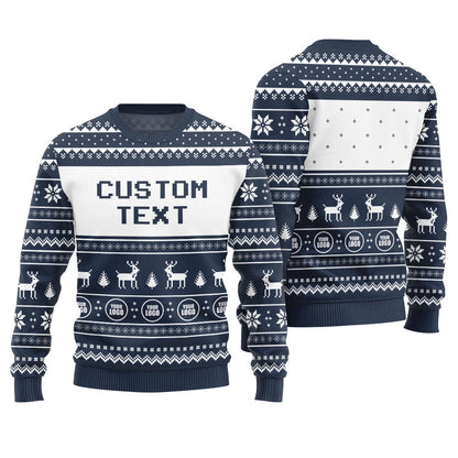 Custom Text and Logo Christmas Ugly Sweater