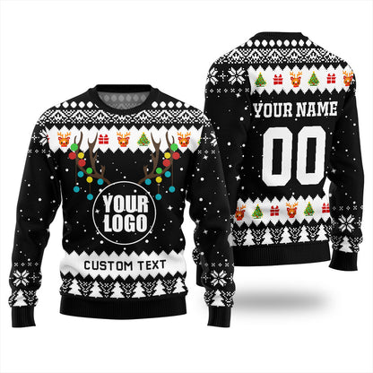 Custom Ugly Christmas Sweater Company Logo Black