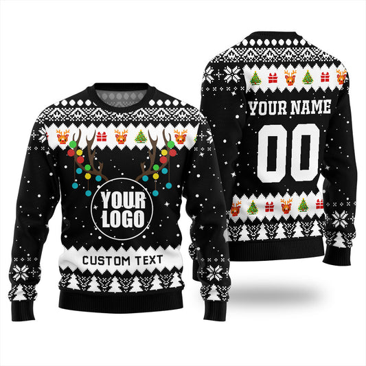 Custom Ugly Christmas Sweater Company Logo Black
