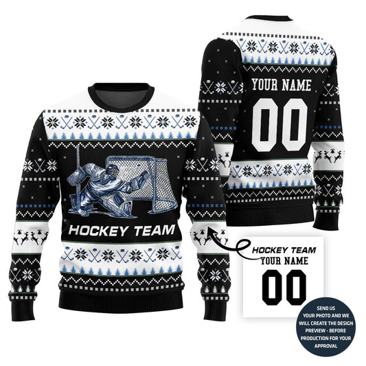 Custom Ugly Christmas Sweater For Hockey Team