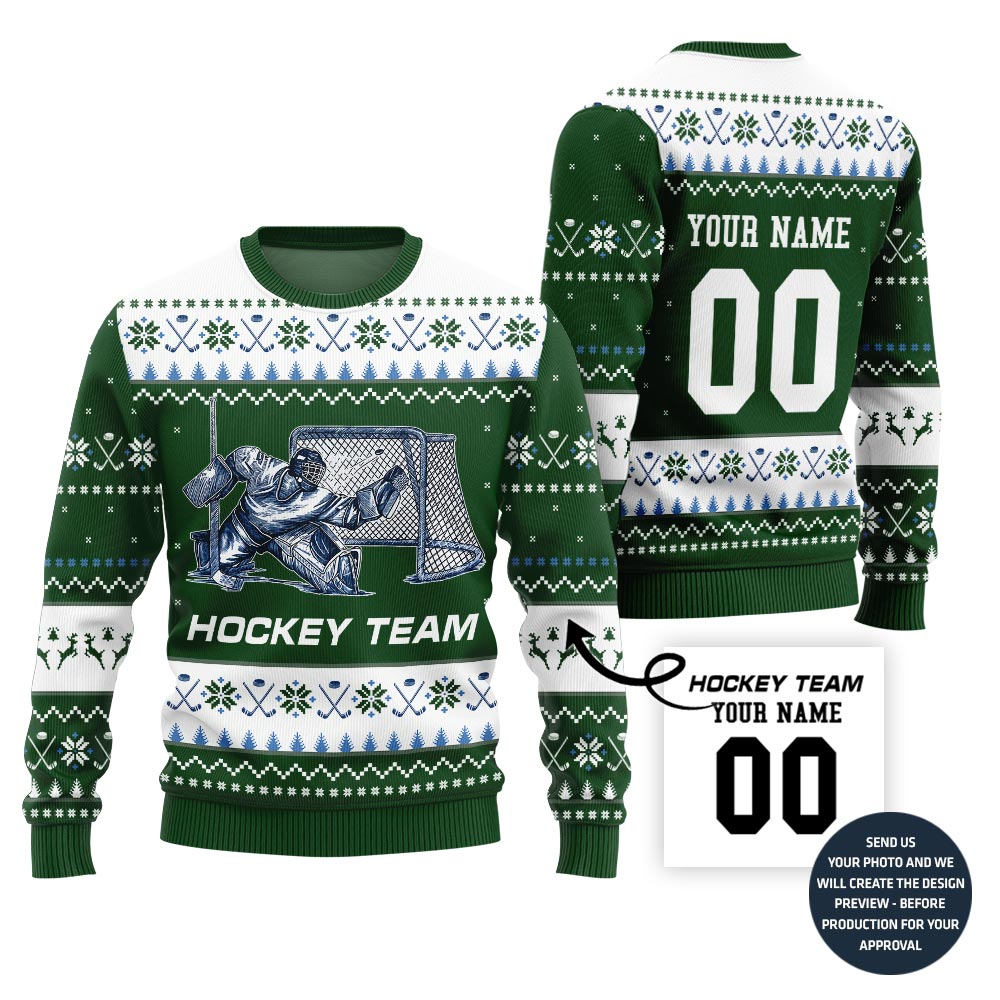 Custom Ugly Christmas Sweater For Hockey Team