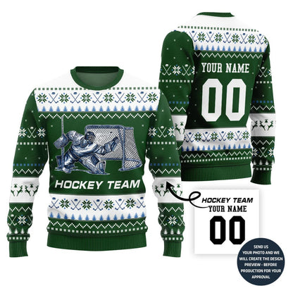 Custom Ugly Christmas Sweater For Hockey Team