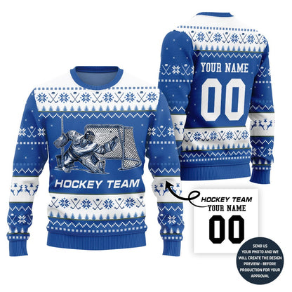 Custom Ugly Christmas Sweater For Hockey Team