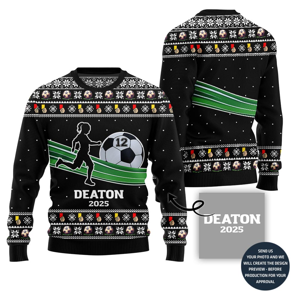 Custom Ugly Christmas Sweater For Soccer Players