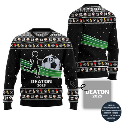 Custom Ugly Christmas Sweater For Soccer Players