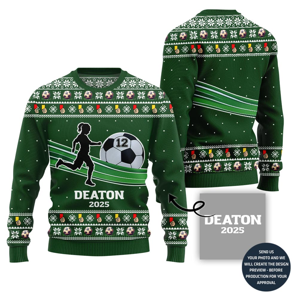 Custom Ugly Christmas Sweater For Soccer Players