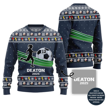 Custom Ugly Christmas Sweater For Soccer Players