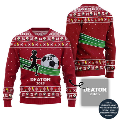 Custom Ugly Christmas Sweater For Soccer Players