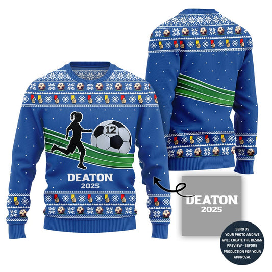 Custom Ugly Christmas Sweater For Soccer Players