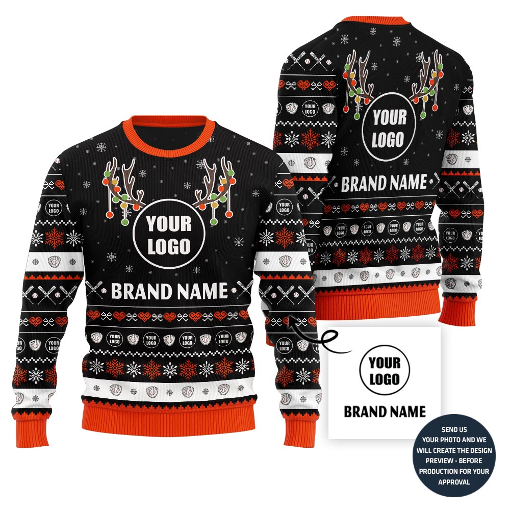 Custom Ugly Christmas Sweater Logo For Epic Baseball Team