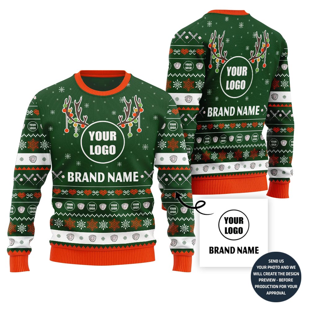 Custom Ugly Christmas Sweater Logo For Epic Baseball Team