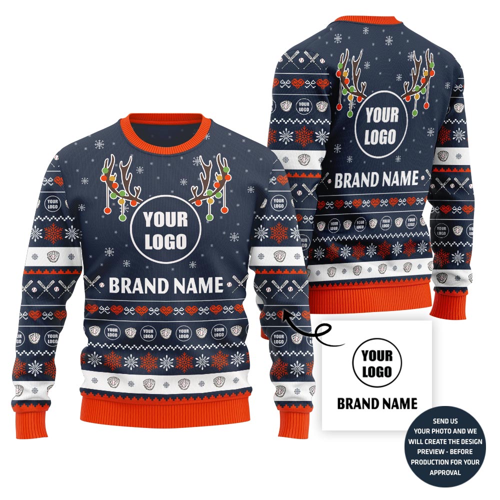 Custom Ugly Christmas Sweater Logo For Epic Baseball Team