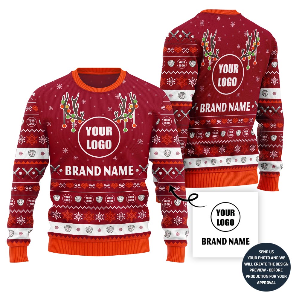 Custom Ugly Christmas Sweater Logo For Epic Baseball Team