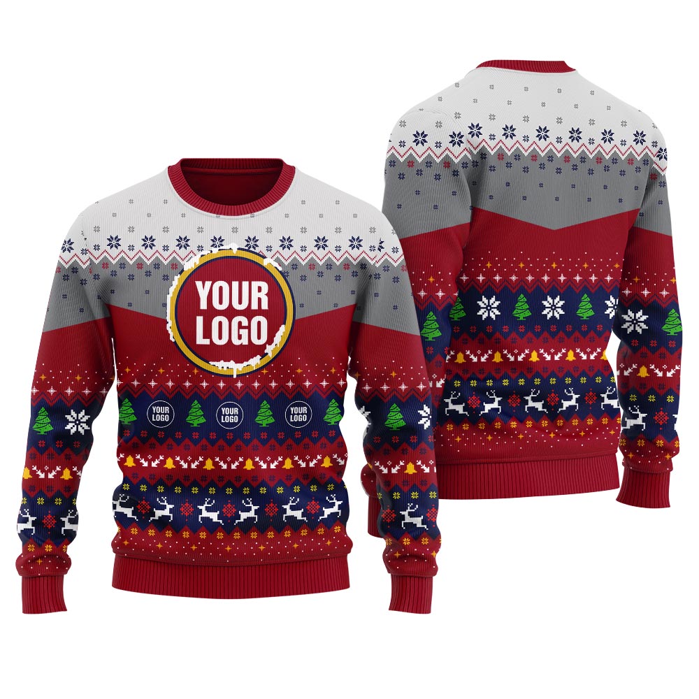 Custom Ugly Christmas Sweater With Company Logo Unisex