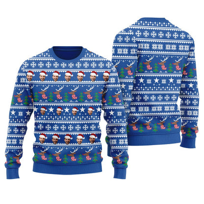 Custom Ugly Christmas Sweater With Multiple Faces Unisex