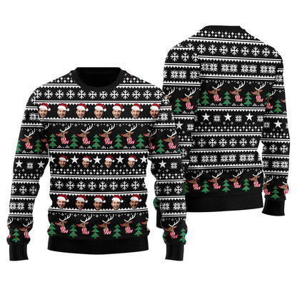 Personalized Ugly Christmas Sweater With Many Faces For Women