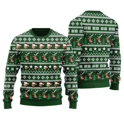Personalized Ugly Christmas Sweater With Many Faces For Women