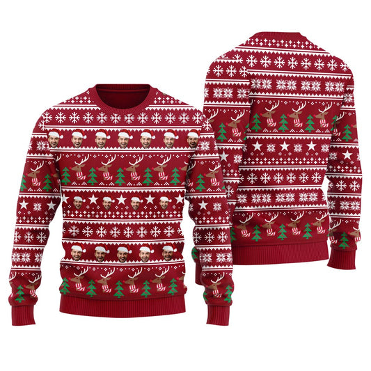 Custom Ugly Christmas Sweater With Multiple Faces Unisex