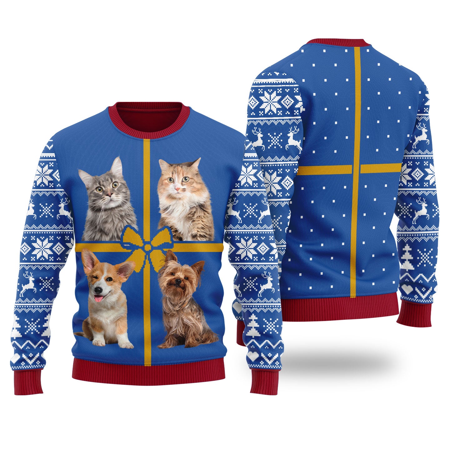 Custom Ugly Christmas Sweater With Multiple Pets For Men