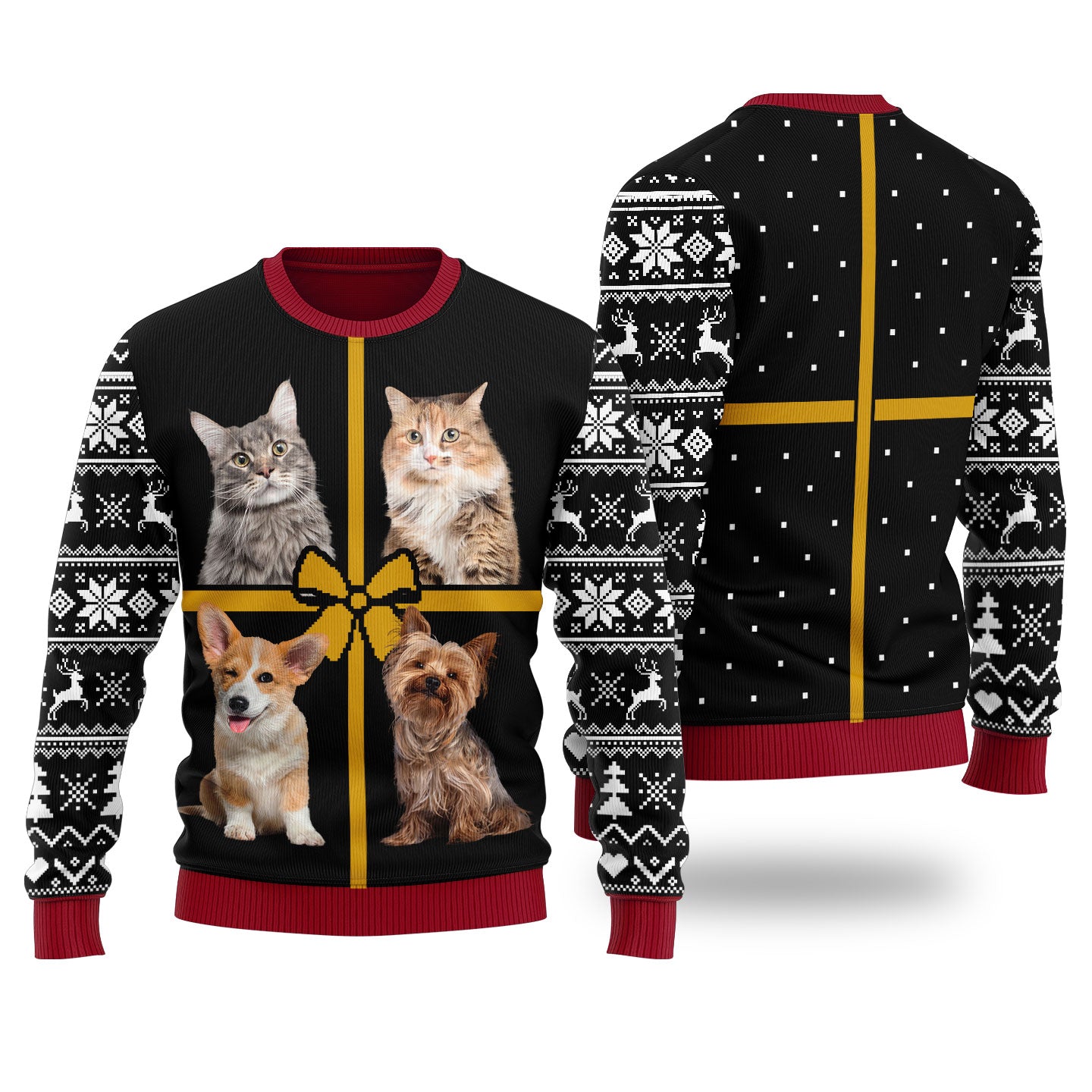 Custom Ugly Christmas Sweater With Multiple Pets For Men
