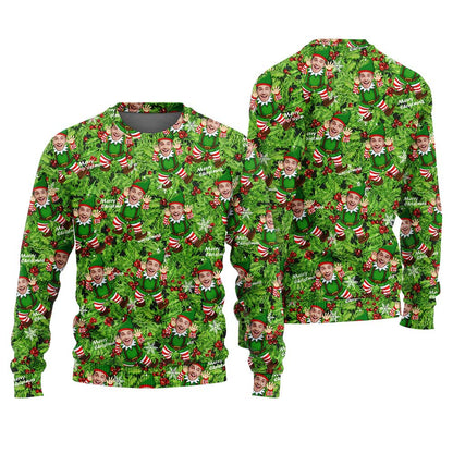 Custom Ugly Christmas Sweater With Picture Green