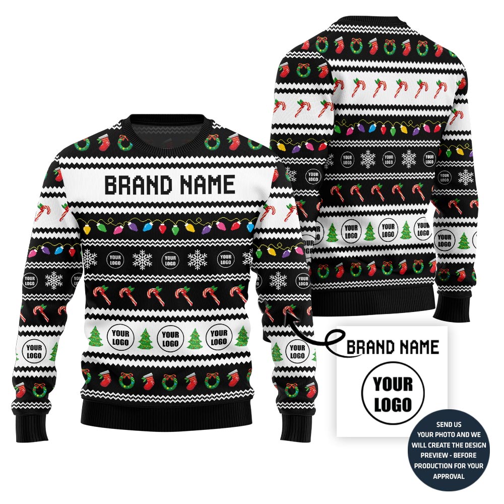 Custom Ugly Holiday Sweater With Brand Name