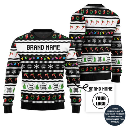 Custom Ugly Holiday Sweater With Brand Name