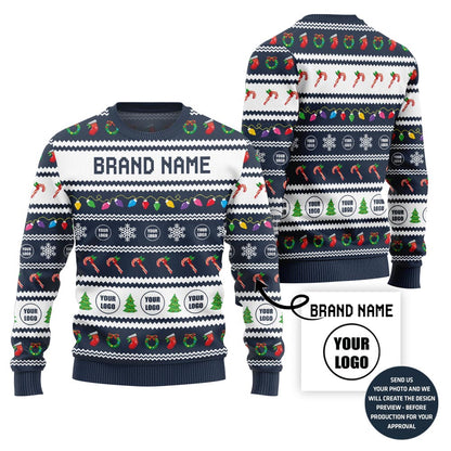 Custom Ugly Holiday Sweater With Brand Name