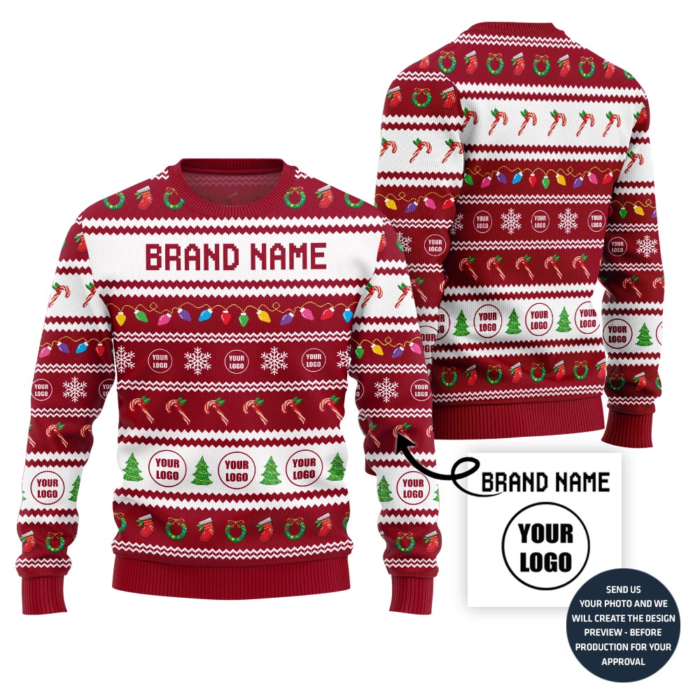 Custom Ugly Holiday Sweater With Brand Name