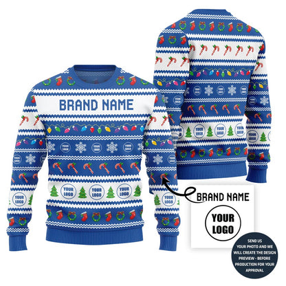 Custom Ugly Holiday Sweater With Brand Name
