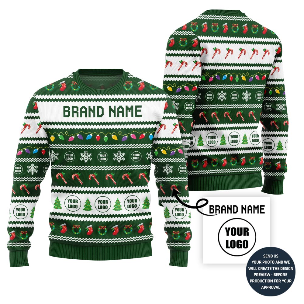 Custom Ugly Holiday Sweater With Brand Name