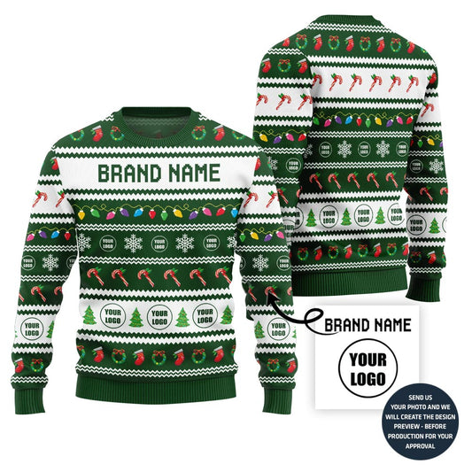 Custom Ugly Holiday Sweater With Brand Name