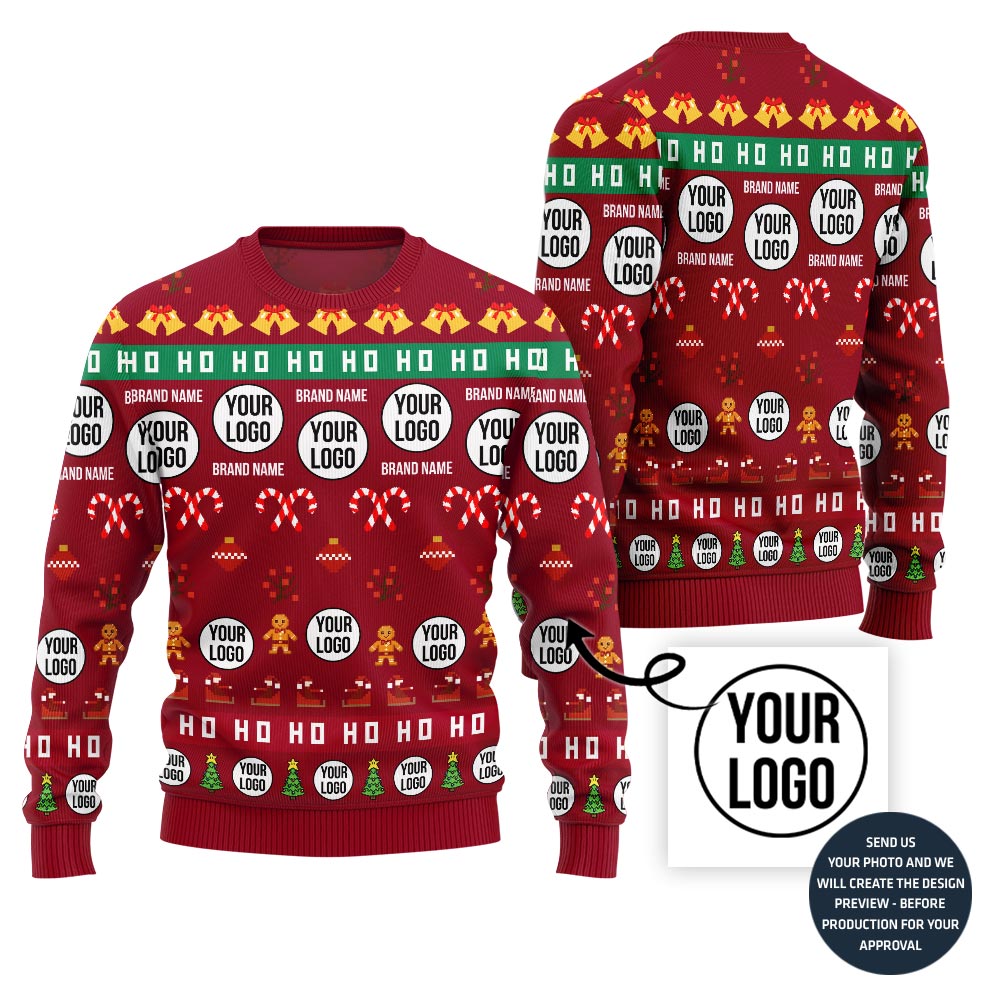 Custom Ugly Holiday Sweater With Company Logo