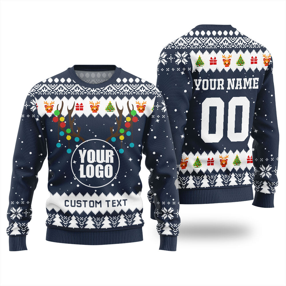 Custom Ugly Sweater Company Logo Navy