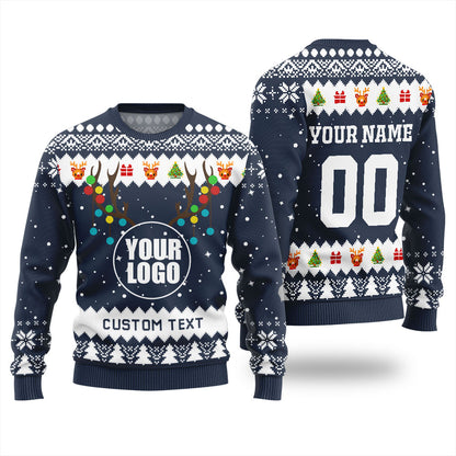 Custom Ugly Sweater Company Logo Navy