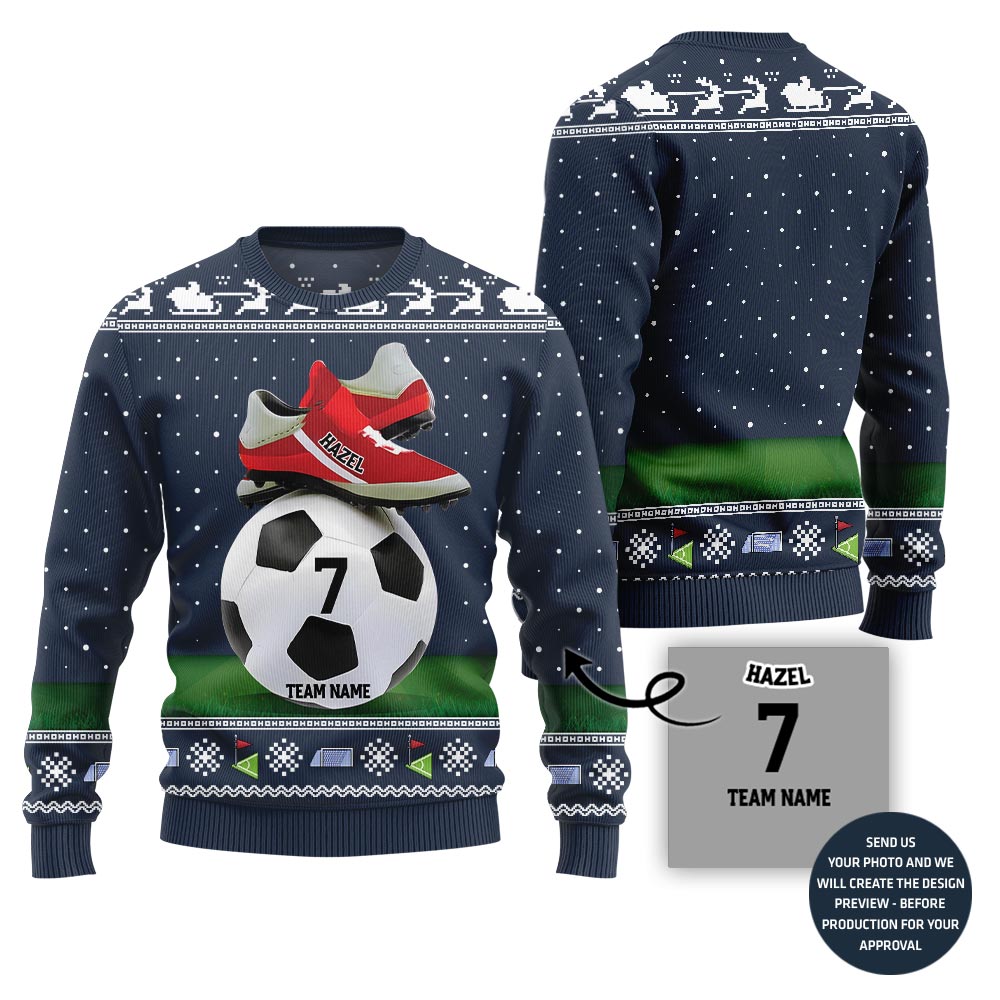 Custom Ugly Sweater For Soccer Team