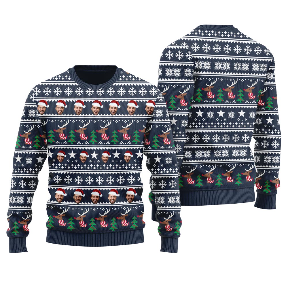 Custom Ugly Sweater With 2 Faces For Men