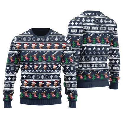 Custom Ugly Sweater With 2 Faces For Men