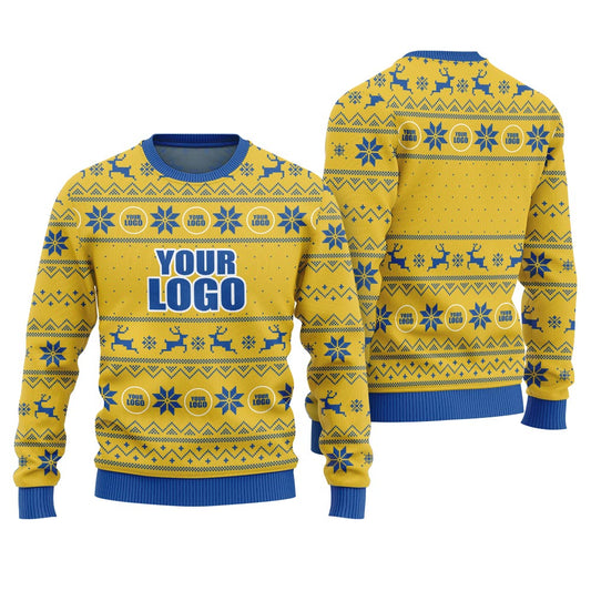 Custom Ugly Xmas Sweater With Logo For Company Yellow