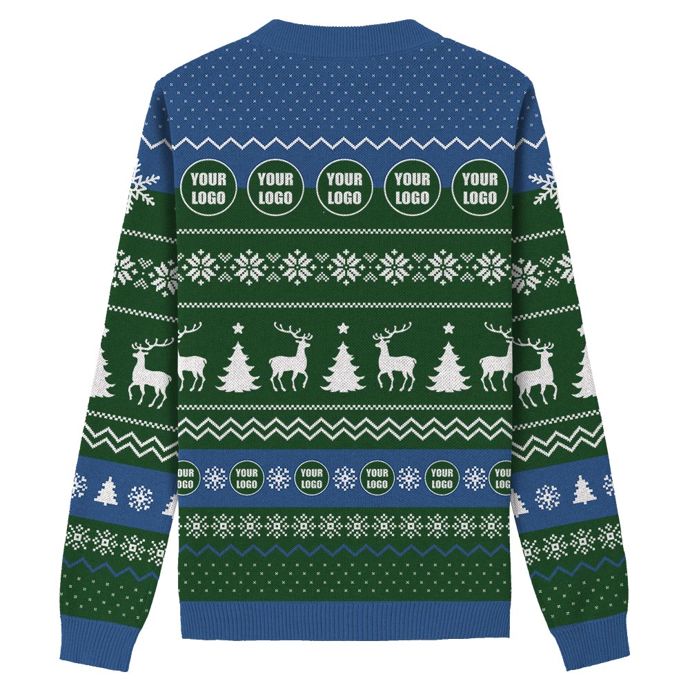 Custom Xmas Knit Sweater With Brand Name And Logo Green