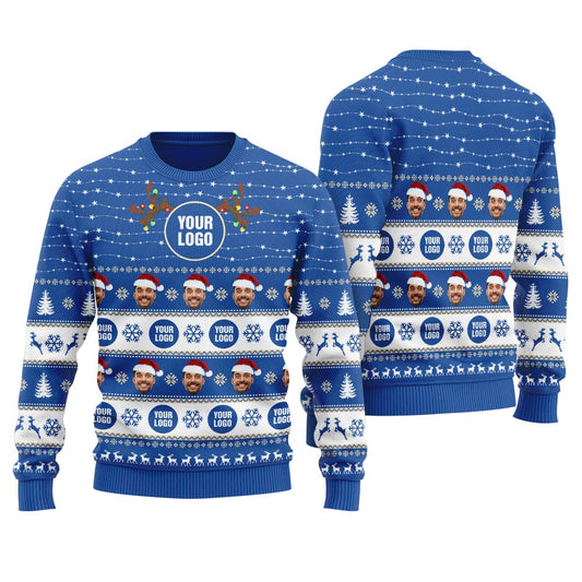 Custom Your Face And Logo Ugly Christmas Sweater Men's
