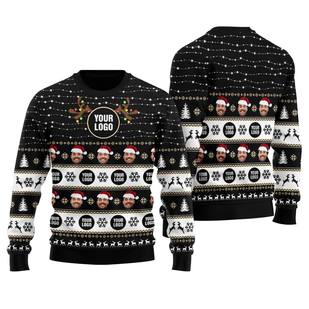 Custom Your Face And Logo Ugly Christmas Sweater Men's