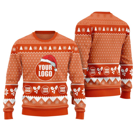 Custom Your Logo Christmas Sweater Orange