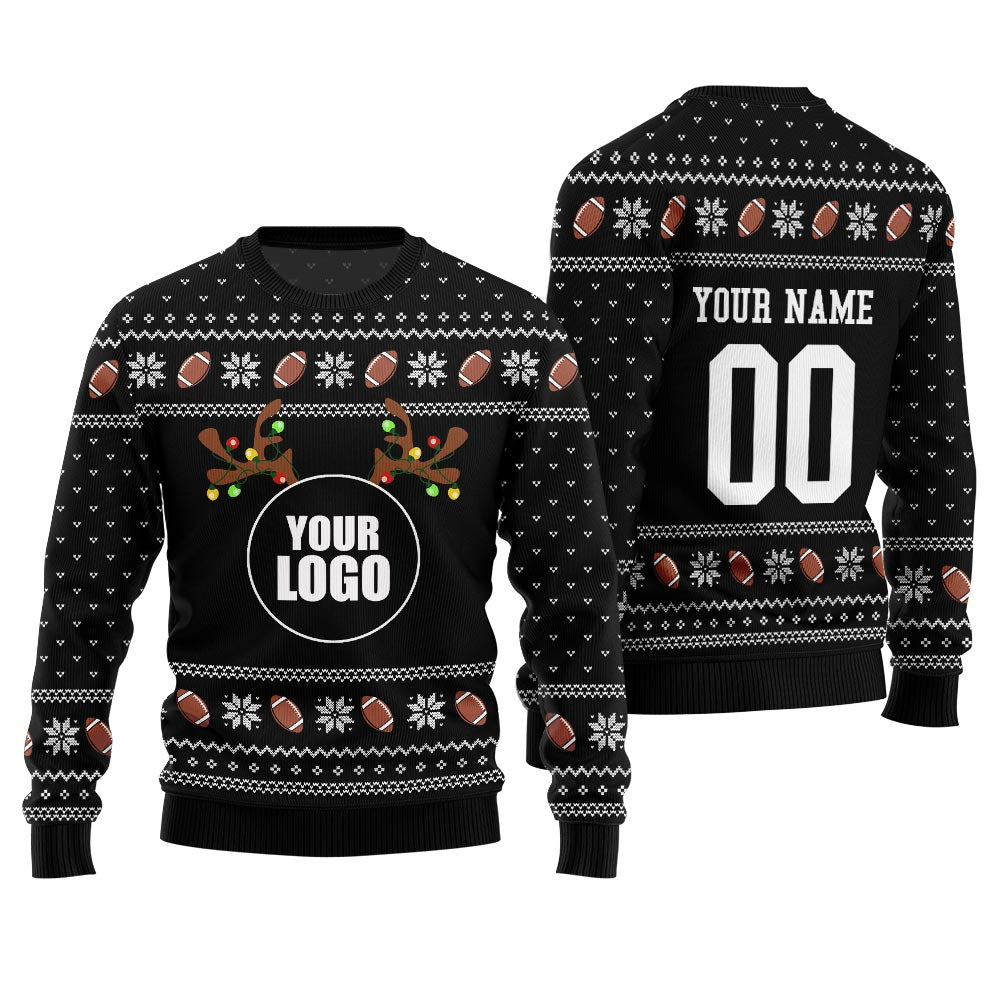 Custom Your Logo Ugly Christmas Sweater For Football Team