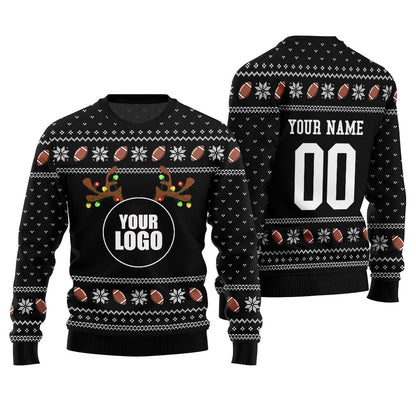 Custom Your Logo Ugly Christmas Sweater For Football Team