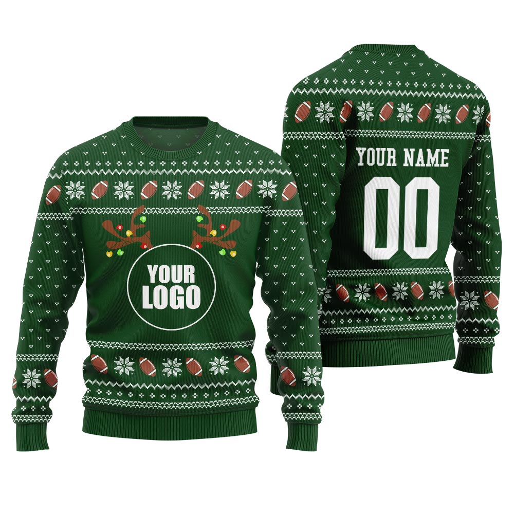 Custom Your Logo Ugly Christmas Sweater For Football Team