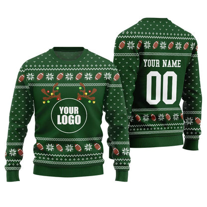 Custom Your Logo Ugly Christmas Sweater For Football Team