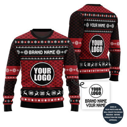 Custom Your Logo With Brand Name Ugly Christmas Sweater